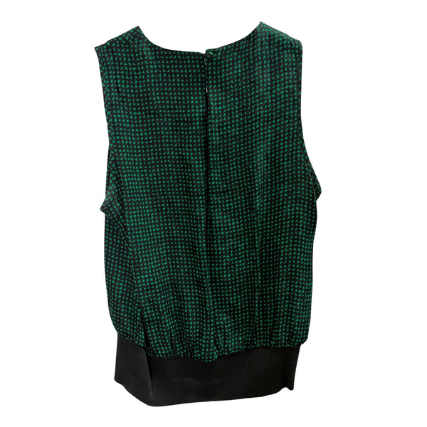 Silk Womens Green & Blue Leaf Print Cardigan Long Sleeve With Ribbed Hem Size 4