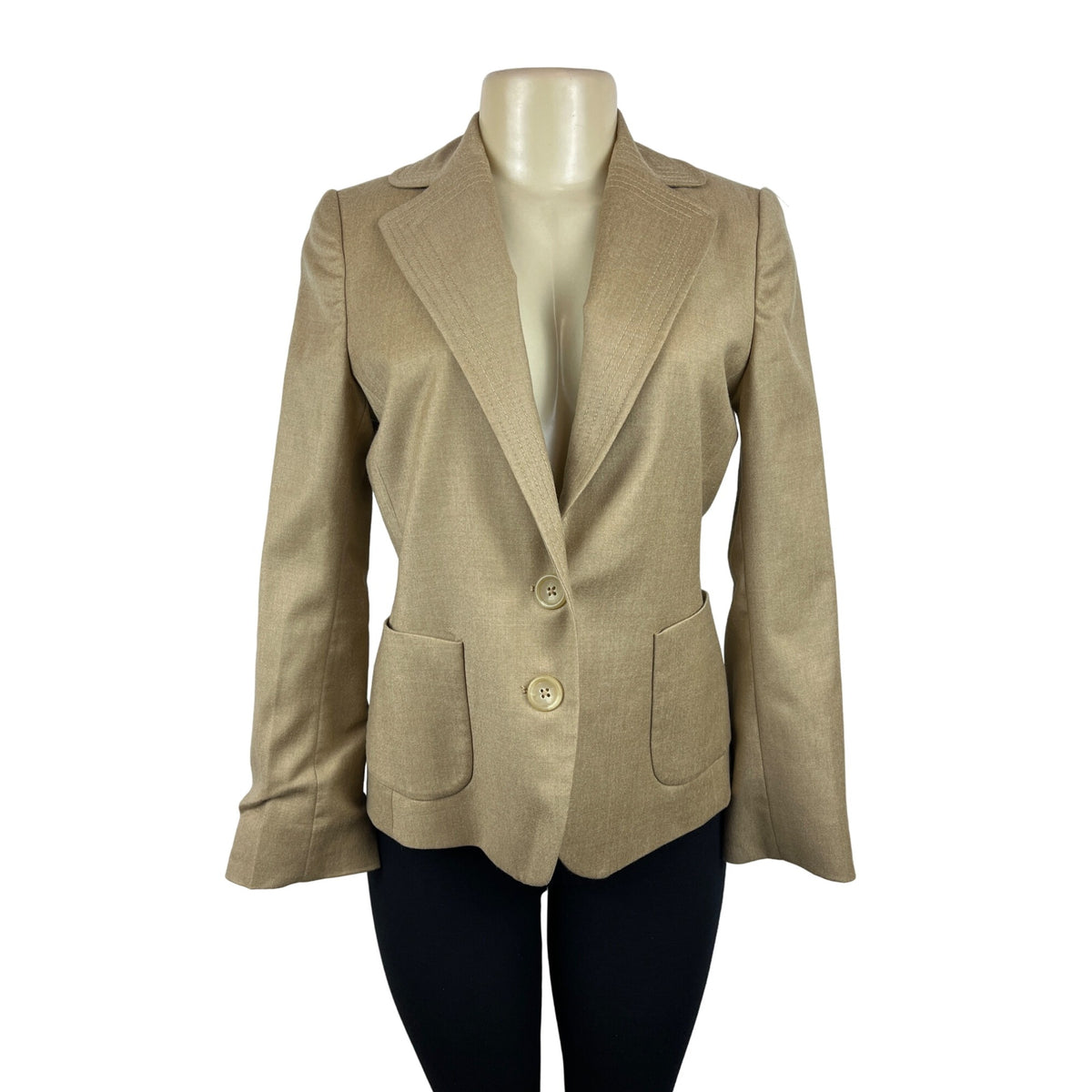 Banana Republic Womens Wool Blazer Notched Lapel Jacket Beige Sz 4