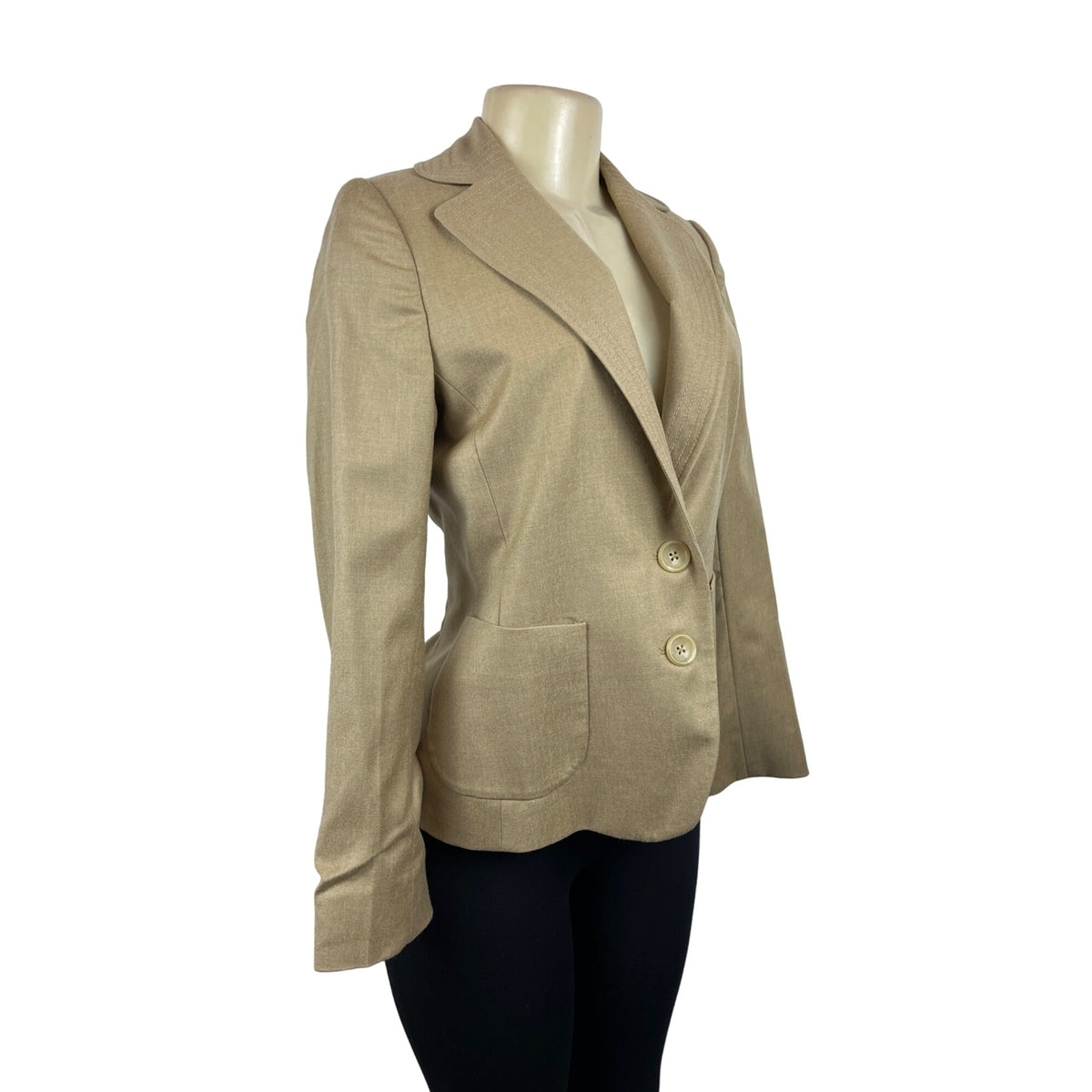 Banana Republic Womens Wool Blazer Notched Lapel Jacket Beige Sz 4
