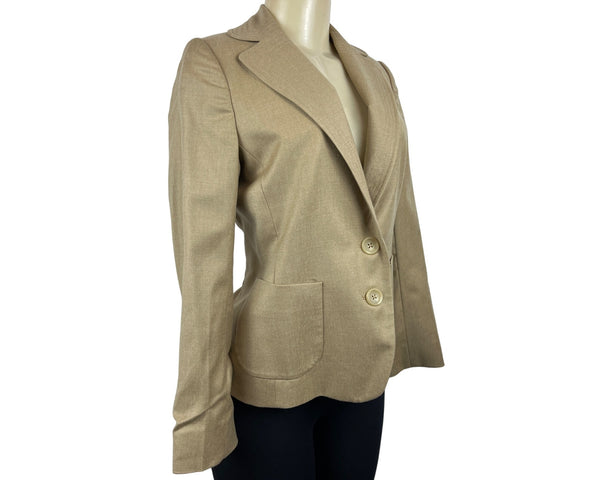 Banana Republic Womens Wool Blazer Notched Lapel Jacket Beige Sz 4