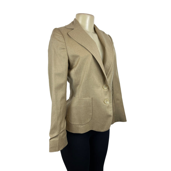 Banana Republic Womens Wool Blazer Notched Lapel Jacket Beige Sz 4