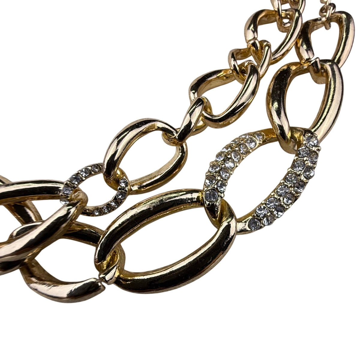 Gold Tone Chain Necklace Women’s Crystal Rhinestone Multilayer Adjustable Length