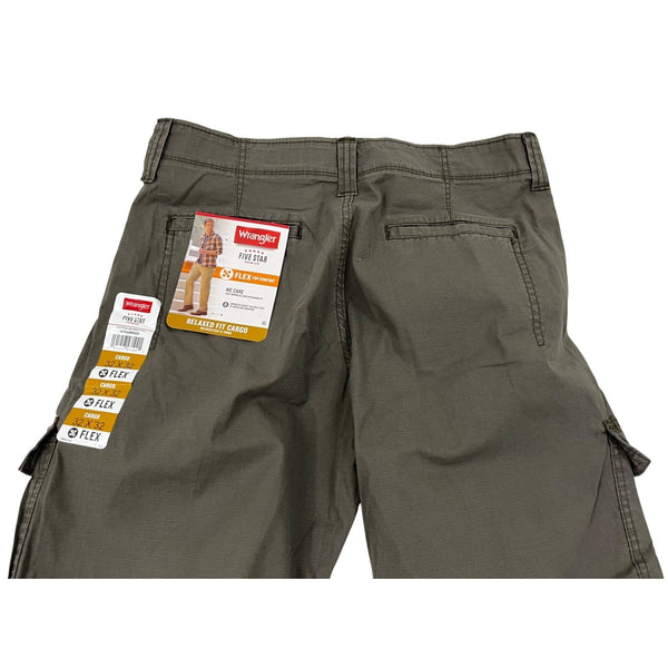 Wrangler Mens Relaxed Fit Flex Cargo Pants Green Ripstop Cotton Size 32x32