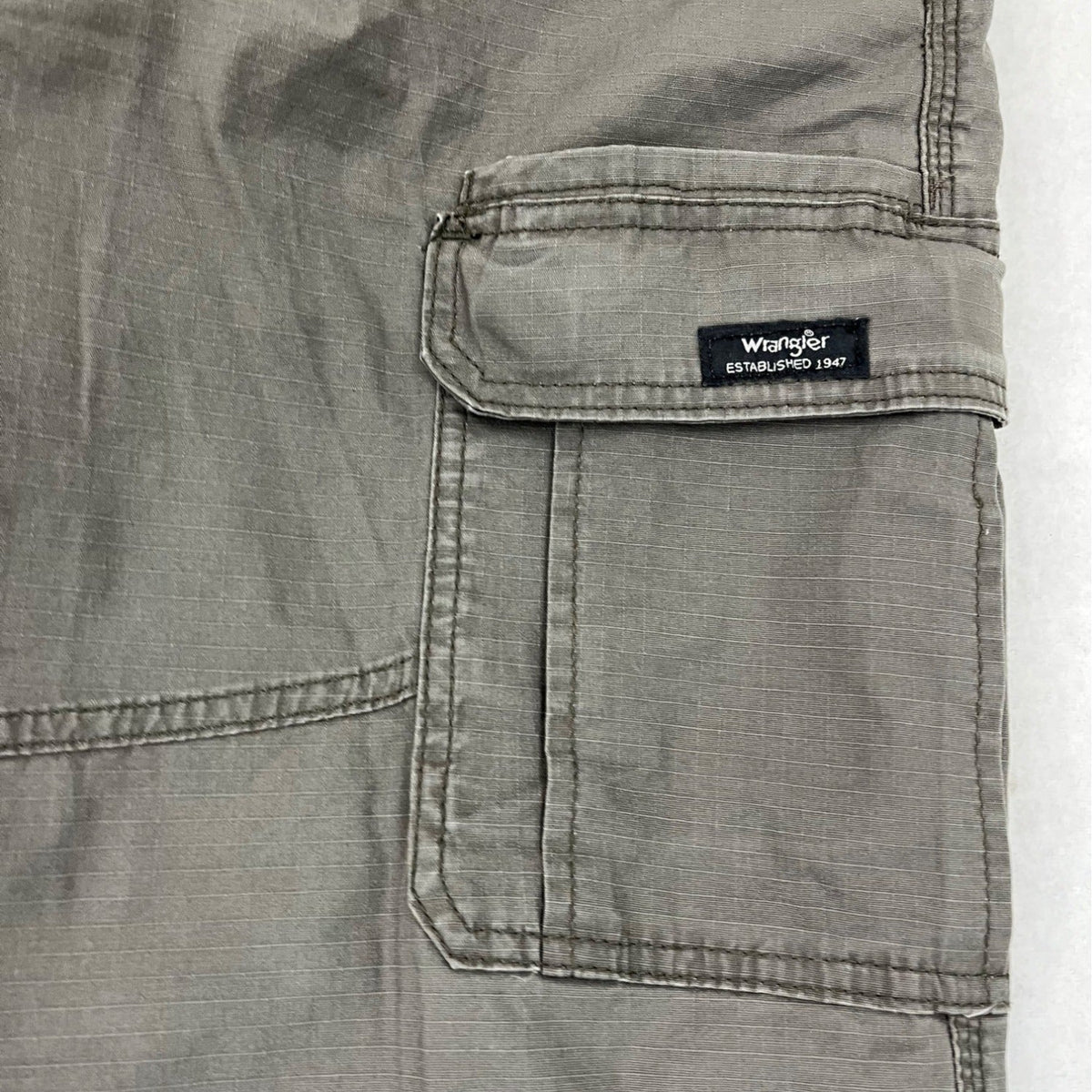 Wrangler Mens Relaxed Fit Flex Cargo Pants Green Ripstop Cotton Size 32x32