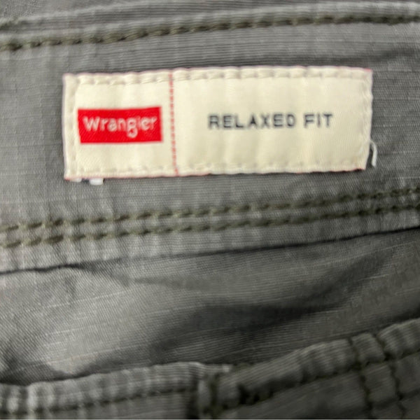 Wrangler Mens Relaxed Fit Flex Cargo Pants Green Ripstop Cotton Size 32x32