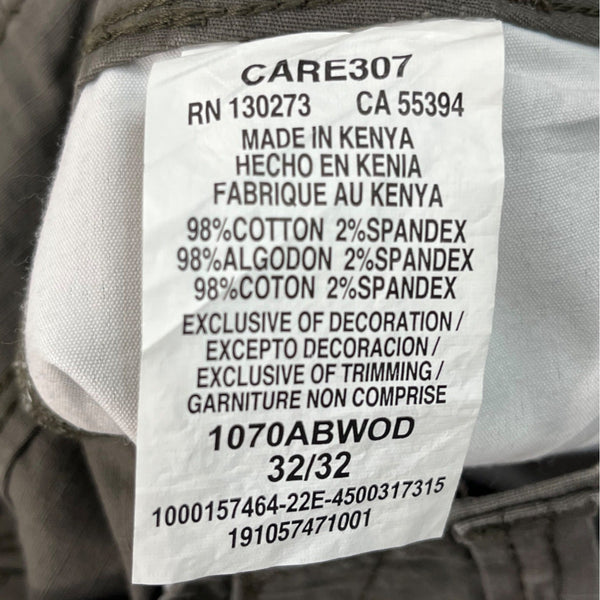 Wrangler Mens Relaxed Fit Flex Cargo Pants Green Ripstop Cotton Size 32x32