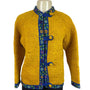 Vintage Yellow Hand-Knit Wool Sweater With Floral Trim