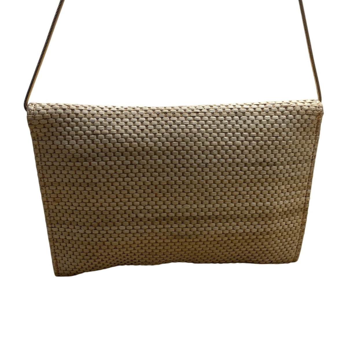 Maryann Rosenfeld Woven Straw With Gold Chain Strap & Horsebit Detail Clutch Bag