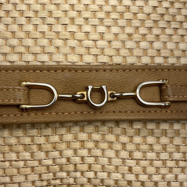 Maryann Rosenfeld Woven Straw With Gold Chain Strap & Horsebit Detail Clutch Bag