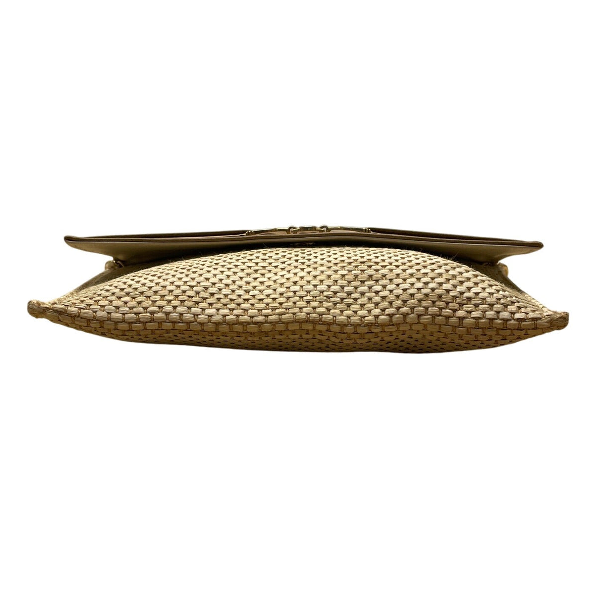 Maryann Rosenfeld Woven Straw With Gold Chain Strap & Horsebit Detail Clutch Bag