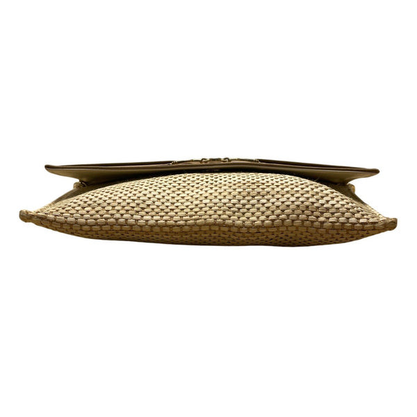 Maryann Rosenfeld Woven Straw With Gold Chain Strap & Horsebit Detail Clutch Bag