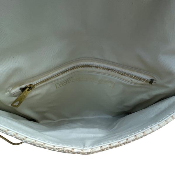 Maryann Rosenfeld Woven Straw With Gold Chain Strap & Horsebit Detail Clutch Bag