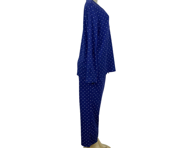 Croft & Barrow Polka Dot Womens Blue 2-Piece Pajama Set Top & Pants Sz LP - New