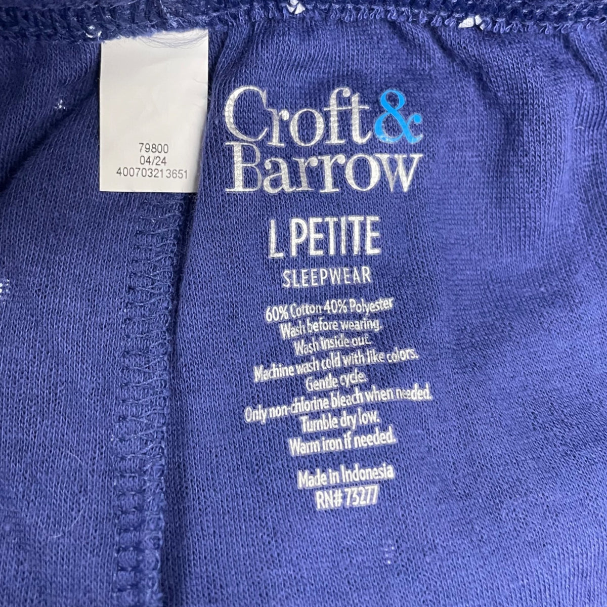 Croft & Barrow Polka Dot Womens Blue 2-Piece Pajama Set Top & Pants Sz LP - New