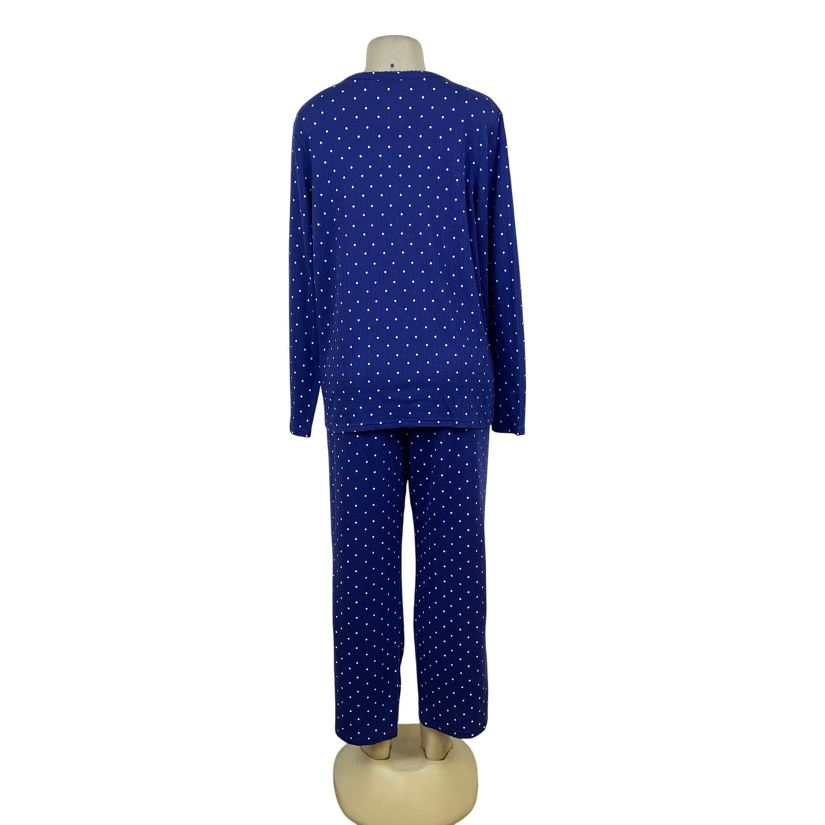 Croft & Barrow Polka Dot Womens Blue 2-Piece Pajama Set Top & Pants Sz LP - New