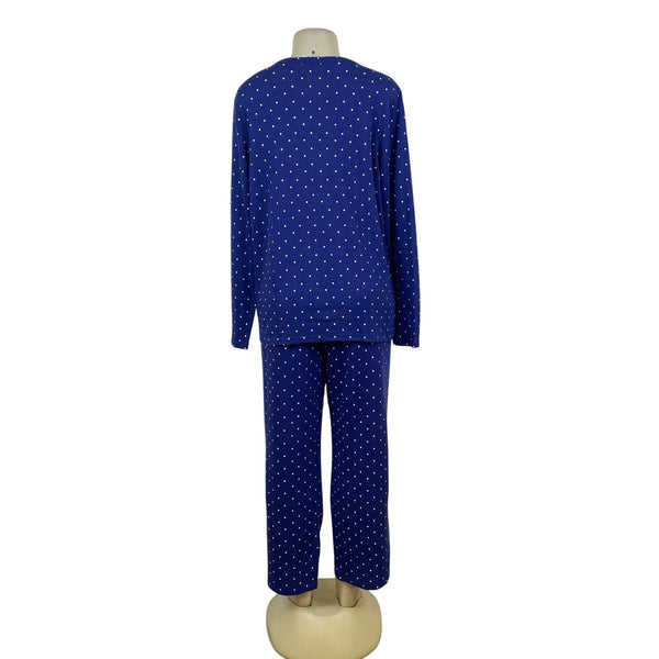Croft & Barrow Polka Dot Womens Blue 2-Piece Pajama Set Top & Pants Sz LP - New