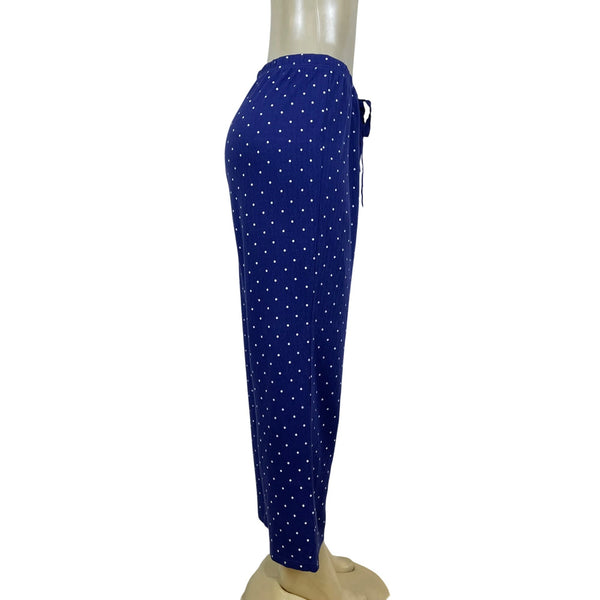 Croft & Barrow Polka Dot Womens Blue 2-Piece Pajama Set Top & Pants Sz LP - New