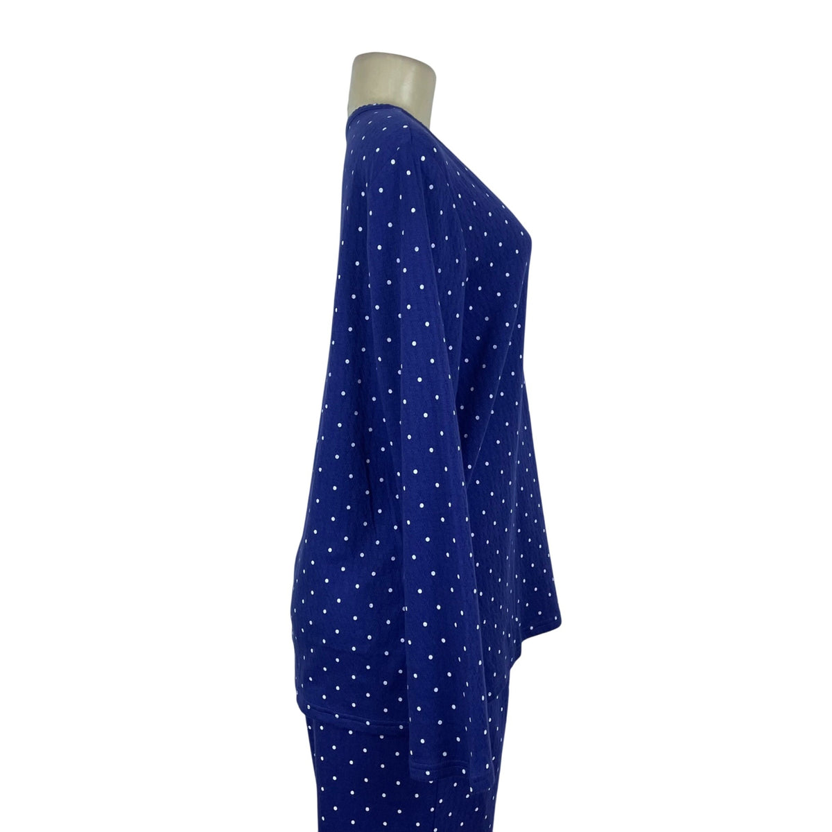 Croft & Barrow Polka Dot Womens Blue 2-Piece Pajama Set Top & Pants Sz LP - New