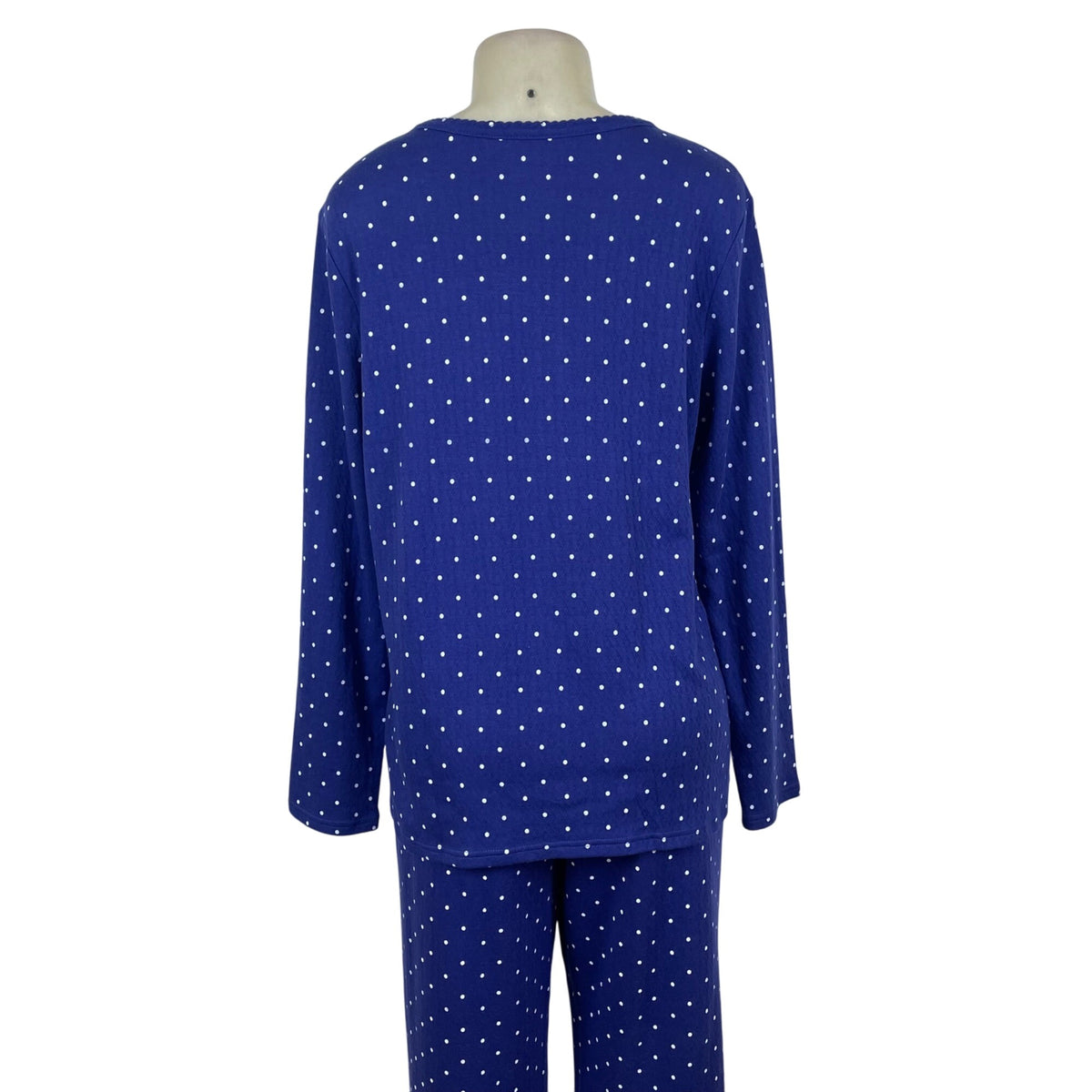Croft & Barrow Polka Dot Womens Blue 2-Piece Pajama Set Top & Pants Sz LP - New