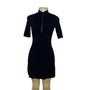 Theory Black Ribbed Knit Button-Up Mini Dress Short Sleeve Sz P