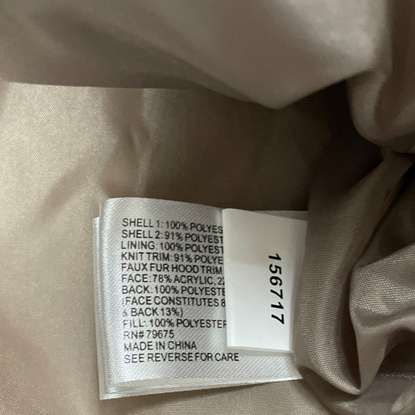 Michael Kors Women's Gray Quilted Hooded Puffer Coat With Faux Fur Trim Size 2X