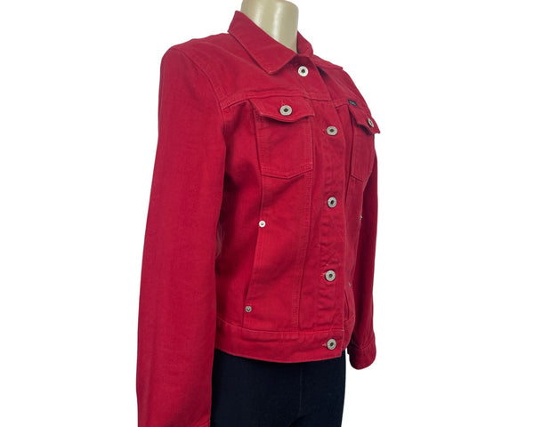 Vintage Guess Jeans Women's Button Down Red Denim Jean Jacket Sz M