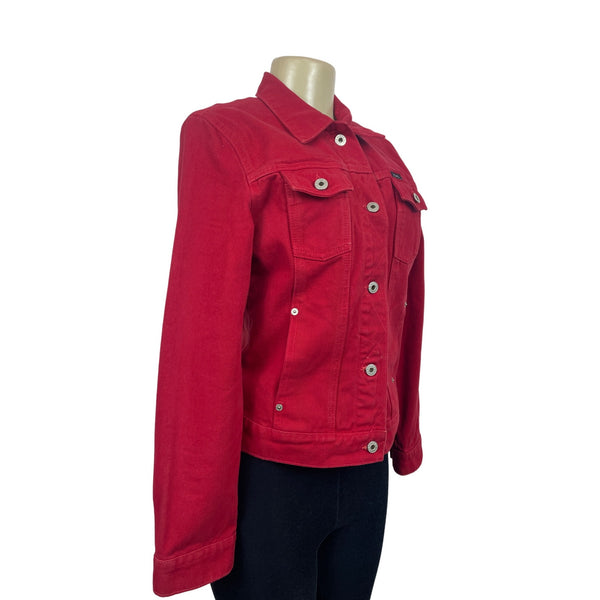 Vintage Guess Jeans Women's Button Down Red Denim Jean Jacket Sz M