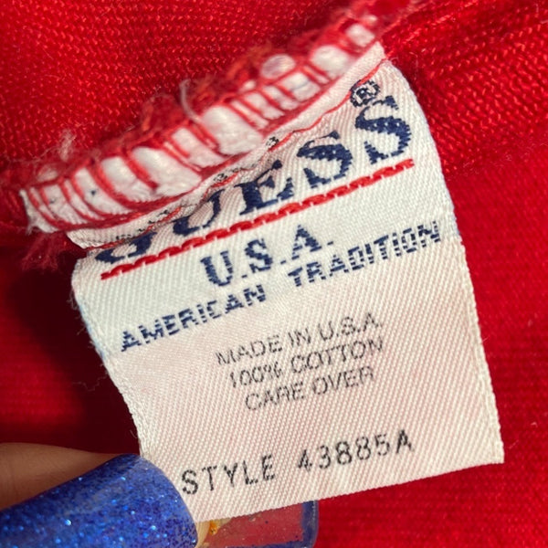 Vintage Guess Jeans Women's Button Down Red Denim Jean Jacket Sz M