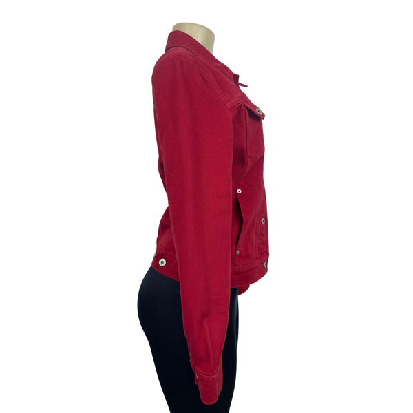 Vintage Guess Jeans Women's Button Down Red Denim Jean Jacket Sz M