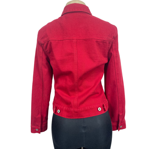 Vintage Guess Jeans Women's Button Down Red Denim Jean Jacket Sz M