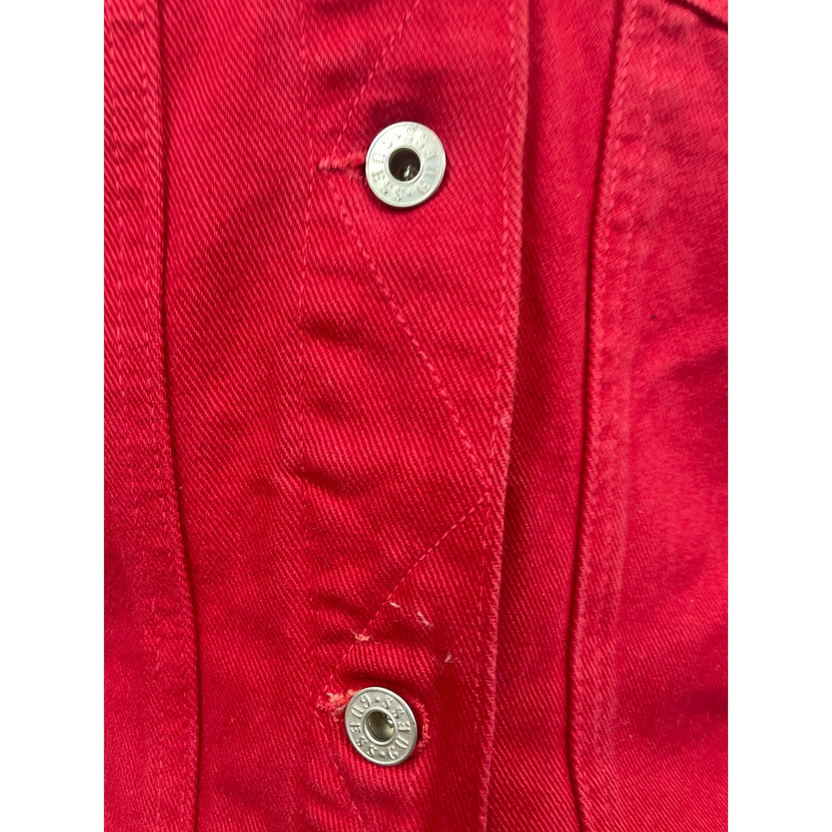 Vintage Guess Jeans Women's Button Down Red Denim Jean Jacket Sz M
