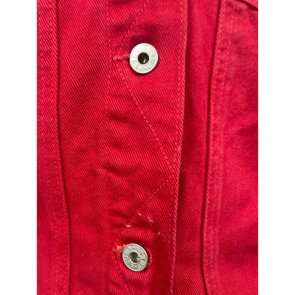 Vintage Guess Jeans Women's Button Down Red Denim Jean Jacket Sz M