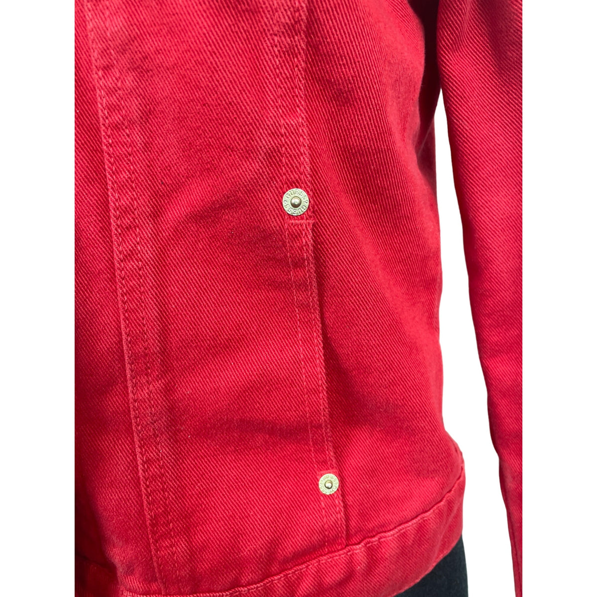 Vintage Guess Jeans Women's Button Down Red Denim Jean Jacket Sz M