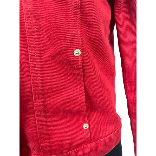 Vintage Guess Jeans Women's Button Down Red Denim Jean Jacket Sz M