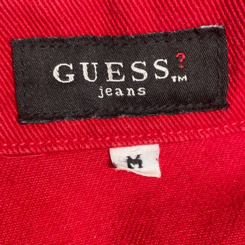 Vintage Guess Jeans Women's Button Down Red Denim Jean Jacket Sz M