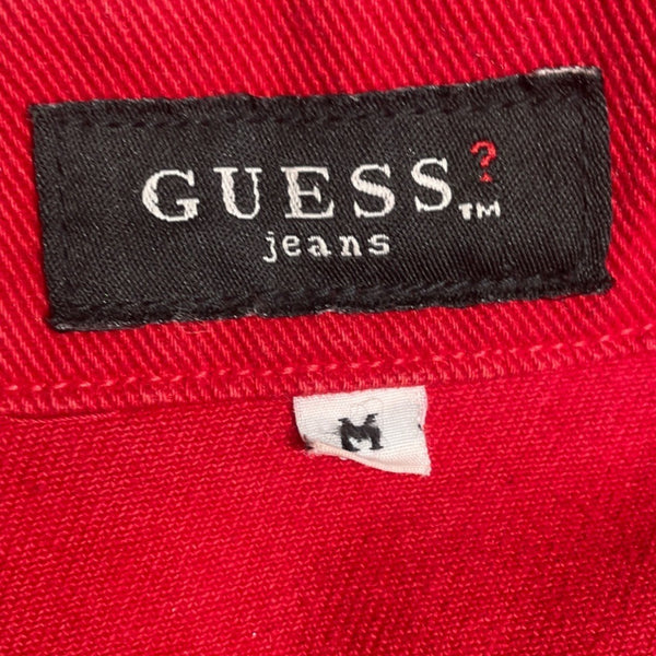 Vintage Guess Jeans Women's Button Down Red Denim Jean Jacket Sz M