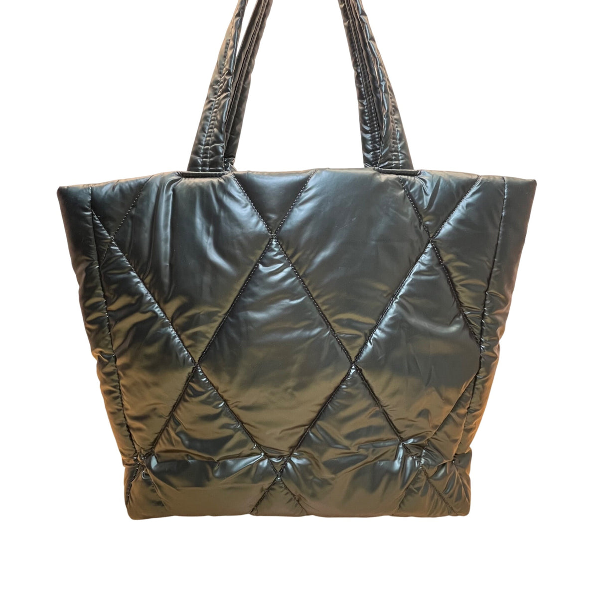 Victoria’s Secret Women’s Green Teal Puffer Quilted Diamond Stitch Tote Bag Sz L