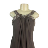 JS Boutique Beaded Halter Neck Brown Chiffon Cocktail Dress With Back Zip Size 8