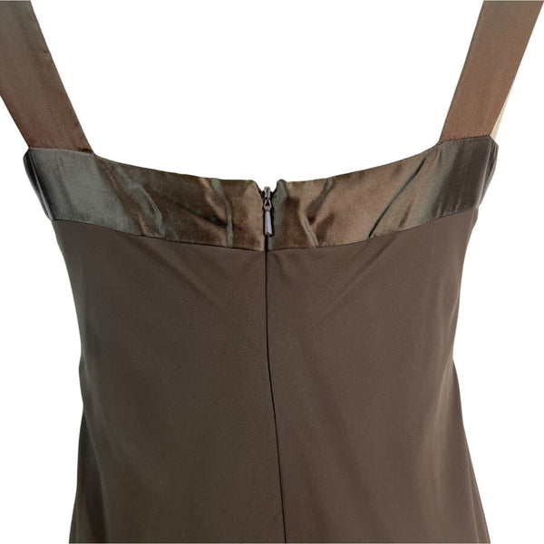 JS Boutique Beaded Halter Neck Brown Chiffon Cocktail Dress With Back Zip Size 8