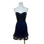 BCBG Maxazria Strapless Black & Blue Pleated Cocktail Dress With Lace Hem Sz 2