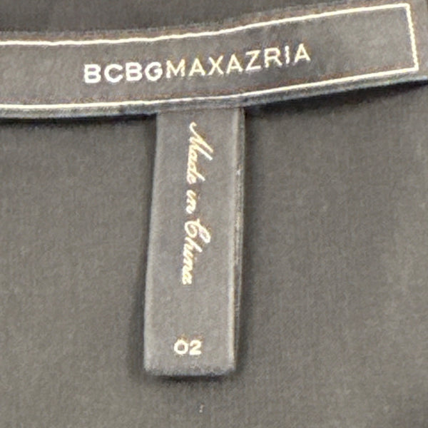BCBG Maxazria Strapless Black & Blue Pleated Cocktail Dress With Lace Hem Sz 2