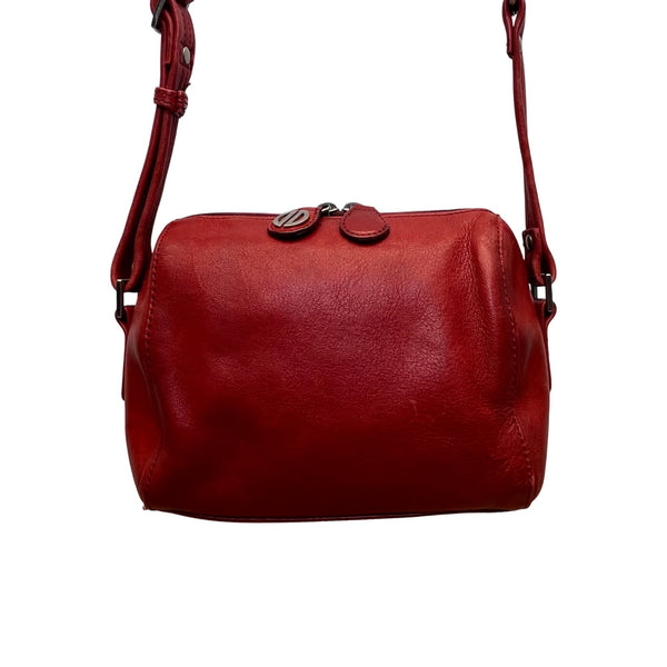 David Dart Women’s Red Leather Compact Design Adjustable Crossbody Bag