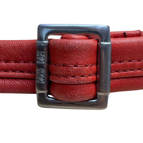 David Dart Women’s Red Leather Compact Design Adjustable Crossbody Bag