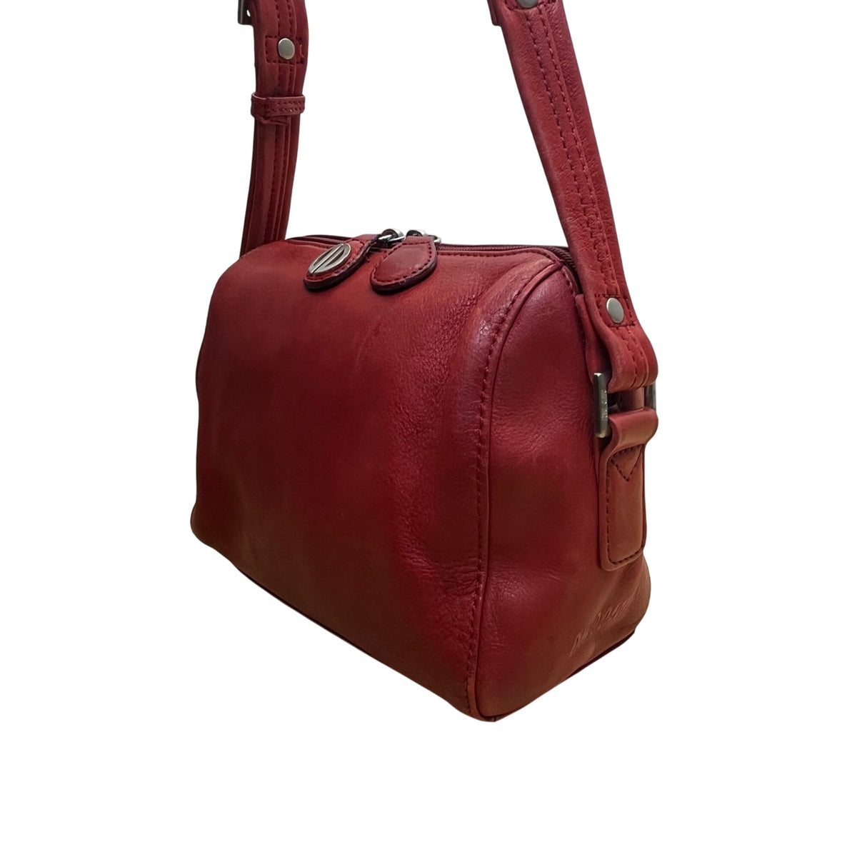 David Dart Women’s Red Leather Compact Design Adjustable Crossbody Bag