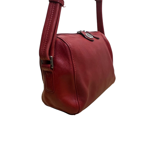 David Dart Women’s Red Leather Compact Design Adjustable Crossbody Bag