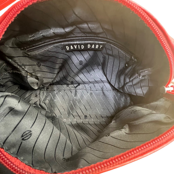 David Dart Women’s Red Leather Compact Design Adjustable Crossbody Bag