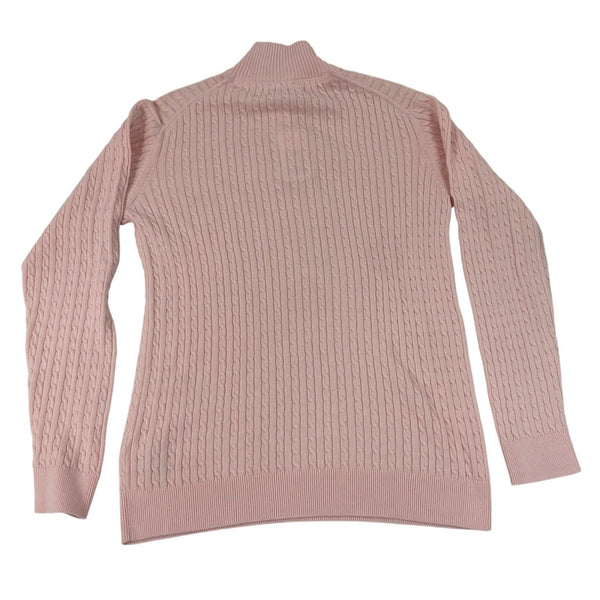 Hope & Henry Pink Cable Knit Quarter-Zip Mock Neck Sweater Boy Youth Sz XL - New