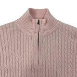 Hope & Henry Pink Cable Knit Quarter-Zip Mock Neck Sweater Boy Youth Sz XL - New