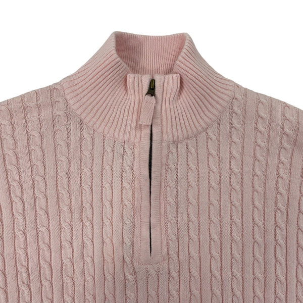 Hope & Henry Pink Cable Knit Quarter-Zip Mock Neck Sweater Boy Youth Sz XL - New