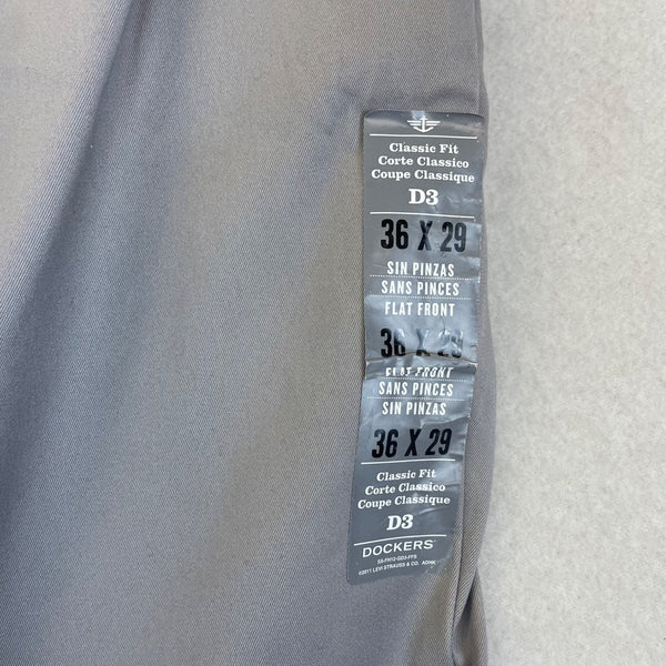 Dockers Men's Gray Cotton Blend Iron Free Straight Fit Khaki Pants Size 36x29